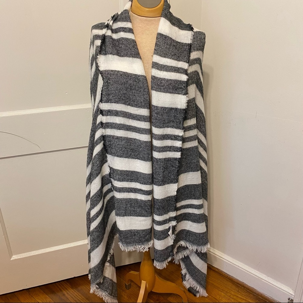Black and White Bold Striped Blanket-Scarf, Shawl, Wrap or Throw